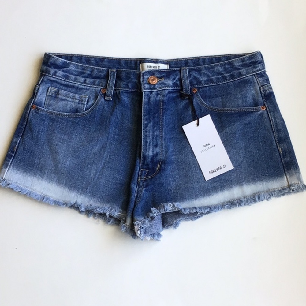 Forever 21 Bleached Hem Denim Shorts
